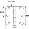 Prime-Line Door Hinge Residential Smooth Pivot, 3-1/2 in. with 5/8 in. Corners, Satin Nickel 12 Pack U 11508512